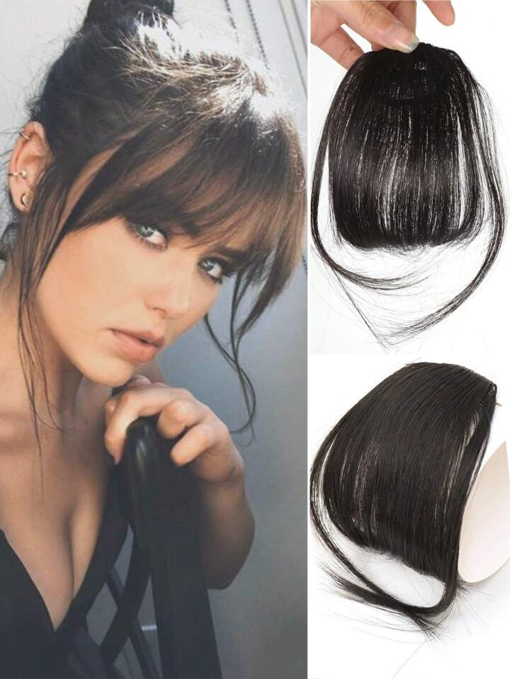 Black & Brown & Gold Synthetic Fringe Hair Extensions With Hair Clip | SHEIN