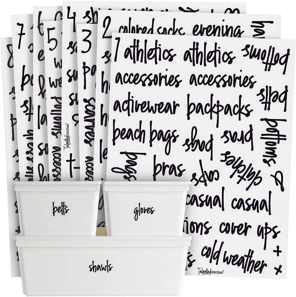 Talented Kitchen 224 Closet, Clothing, Shoes & Sports Labels. 224 Script Label Stickers. Water Re... | Amazon (US)
