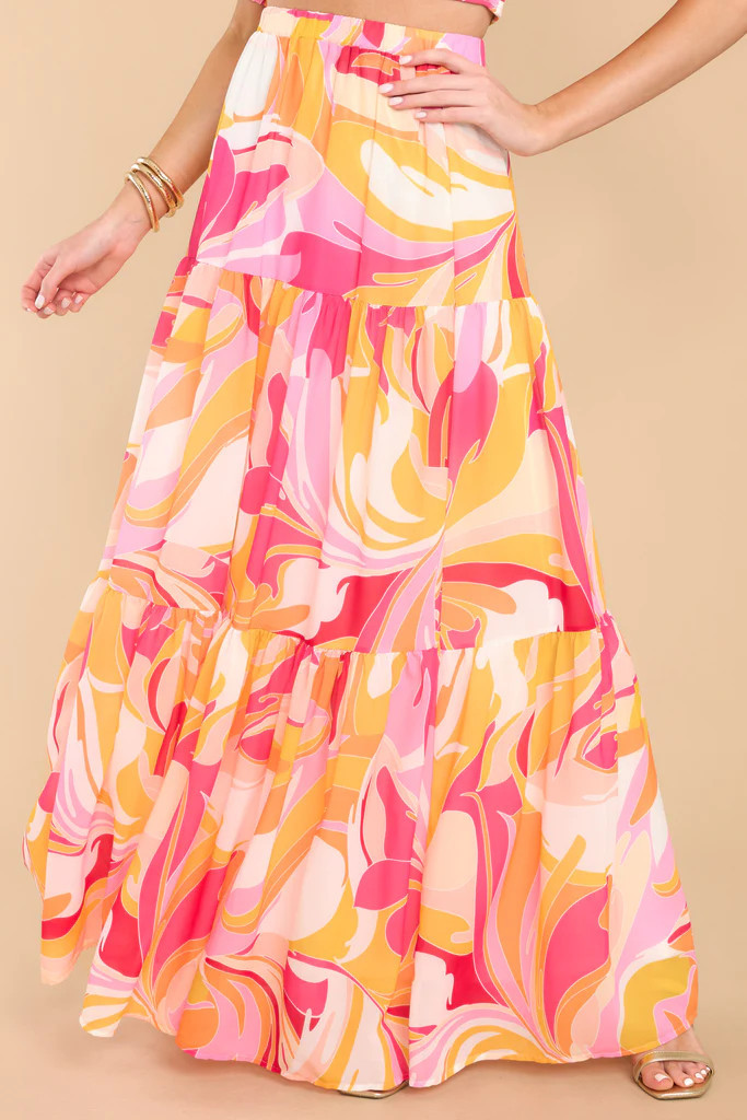 Dreamy Date Fuchsia Multi Maxi Skirt | Red Dress 