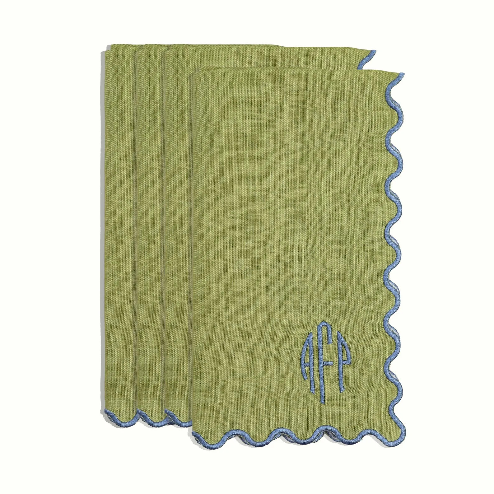 Personalized Linen Dinner Napkins: Scalloped Edge, Custom Monogram | Etsy (US)