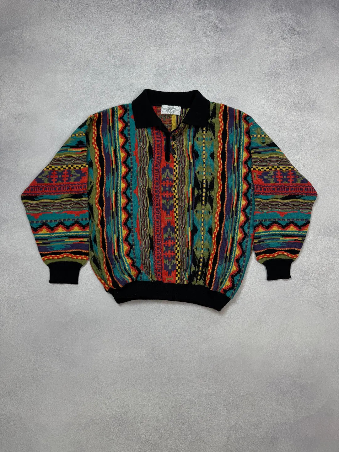 Vintage Mans Fashion 90s Coogi Style 3D Multicolor Rainbow Sweater Wool Size 52 | Etsy (US)