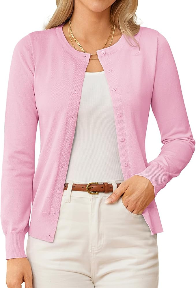 GRACE KARIN Womens Long Sleeve Knit Cardigan Sweaters Casual Dressy Open Front Button Down Cardig... | Amazon (US)