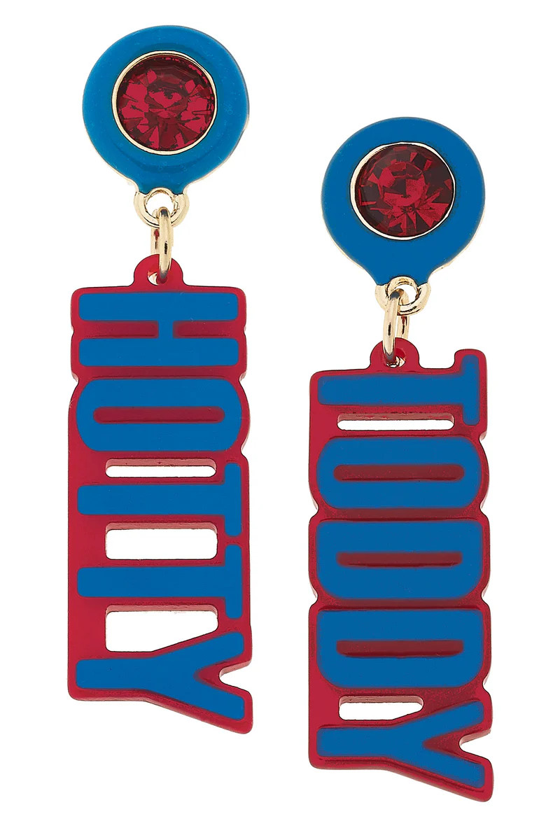 Ole Miss Rebels Resin Block Letter Earrings in Blue | CANVAS