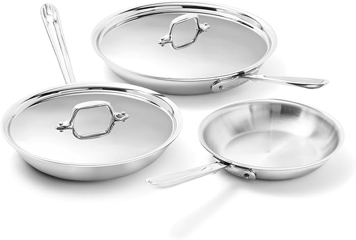All-Clad D3® Stainless Steel 5 Piece Frypan Set- Made in USA- Includes 8", 10" and 12" Frying Pa... | Amazon (US)