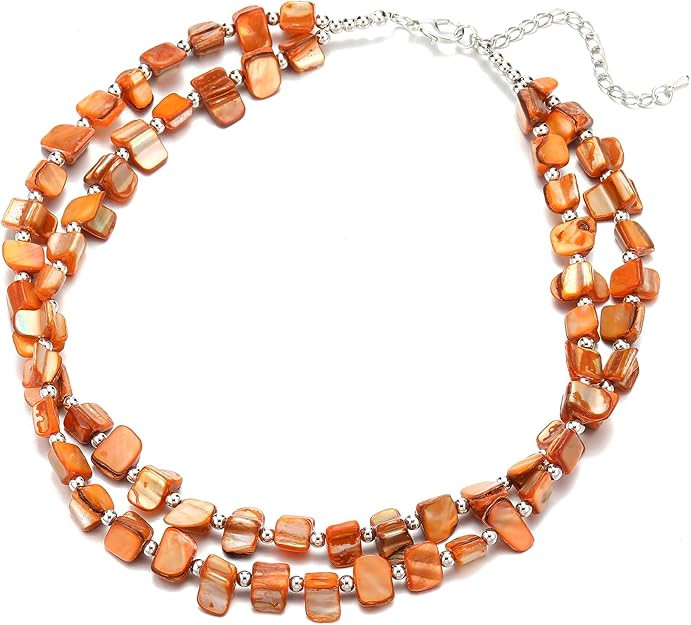 BULINLIN Boho Layered Shell Beaded Necklaces Handmade Colored Bead Choker Necklace Holiday Style ... | Amazon (US)