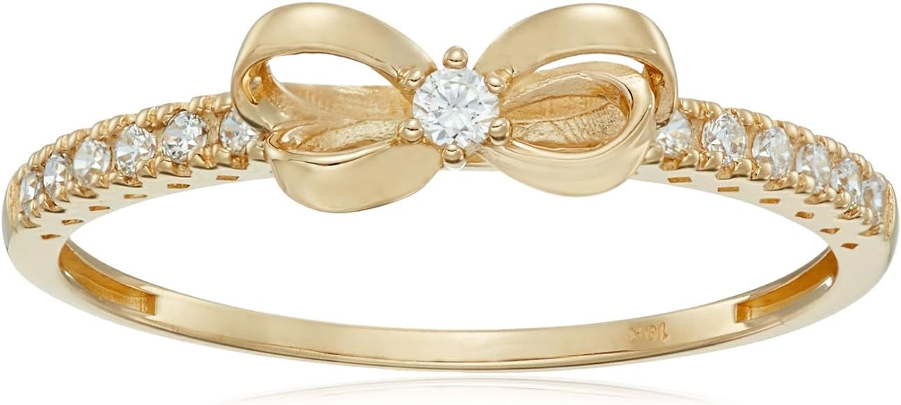 Amazon.com: Amazon Collection 10k Gold Infinite Elements Cubic Zirconia Bow Ring, Size 8 : Clothing, | Amazon (US)