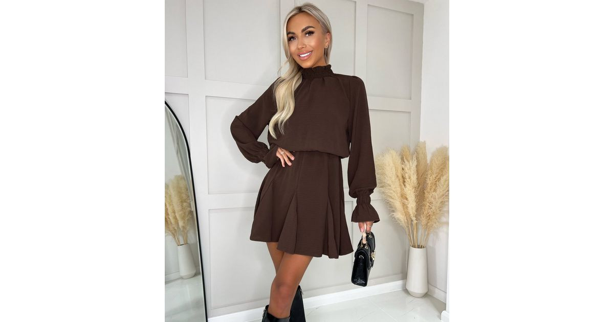 AX Paris Dark Brown High Neck Mini Dress
						
						Add to Saved Items
						Remove from Saved ... | New Look (UK)
