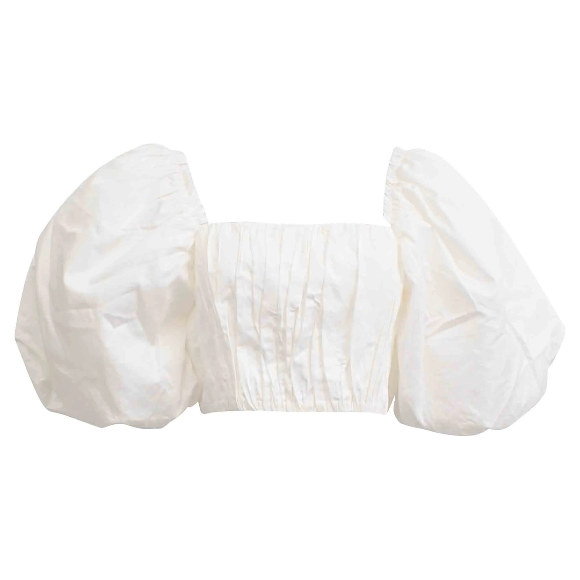 Aje Puff-Sleeve Crop Top in White Cotton | Shop Simon