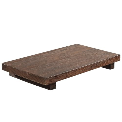 Duseu Wood Riser Pedestal Stand, 12 x 7 Inch Rustic Farmhouse Wood Tray for Kitchen Counter, Sink, Bathroom, Soap Dishes, Plant, Bottles, Candles Display, Brown | Amazon (US)