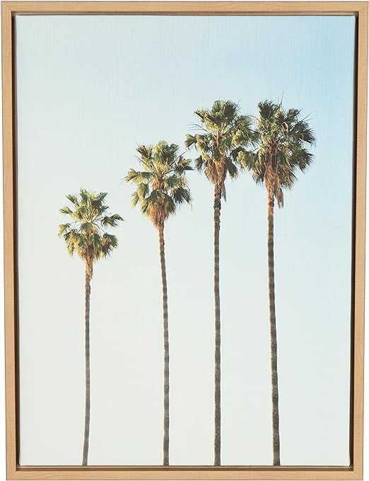 Kate and Laurel Sylvie Four Palm Trees Framed Canvas by Simon Te, 18x24, Natural | Amazon (US)