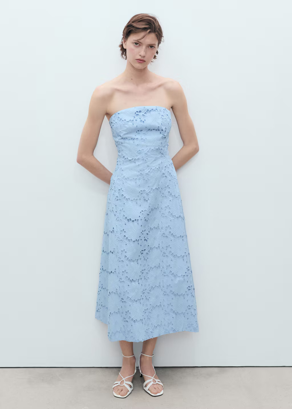 English embroidered strapless dress blue - Women - 4 - MANGO | Mango (US/MX/AU)