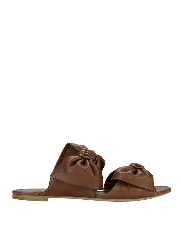 Casadei Tango Double Bow Strap Flat Leather Sandals | Intermix