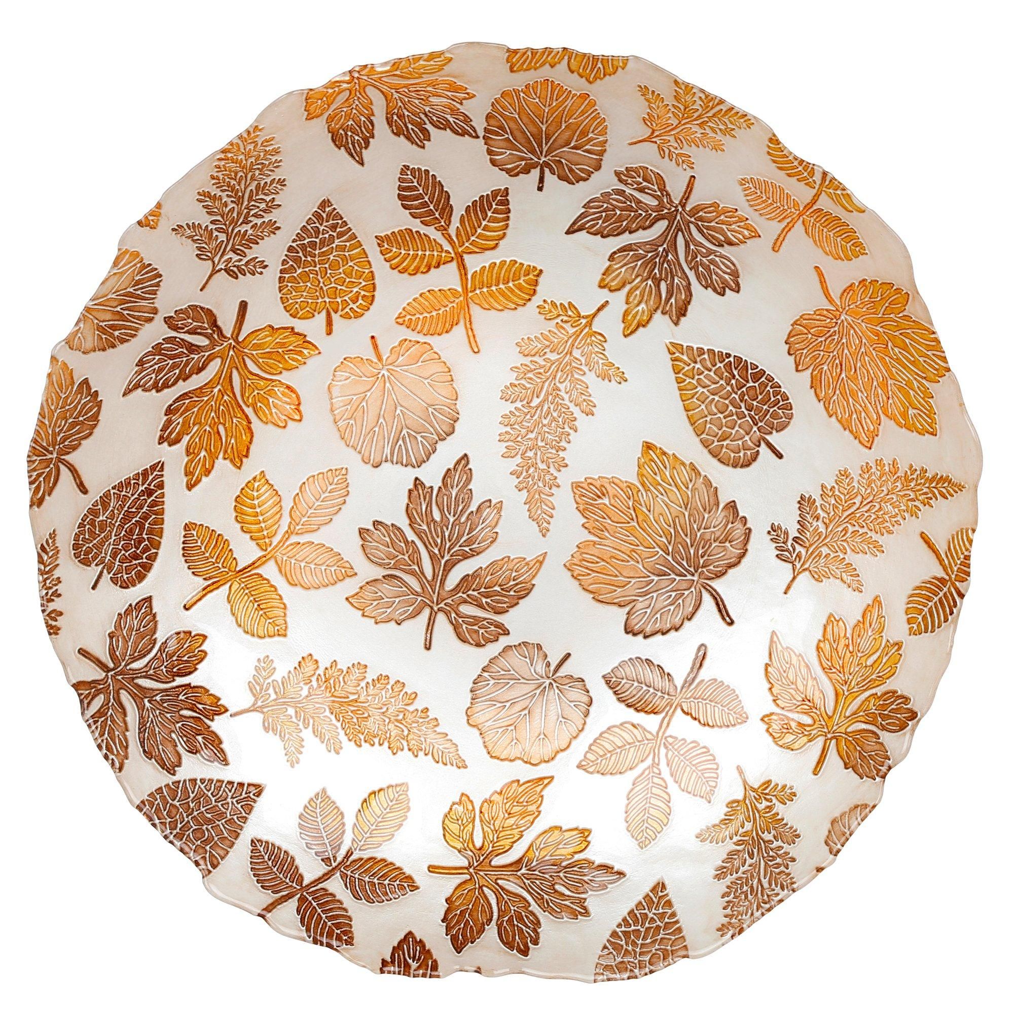 17" Round Golden Leaf Decorative Platter-Gold-4210132784270   | Burkes Outlet | bealls