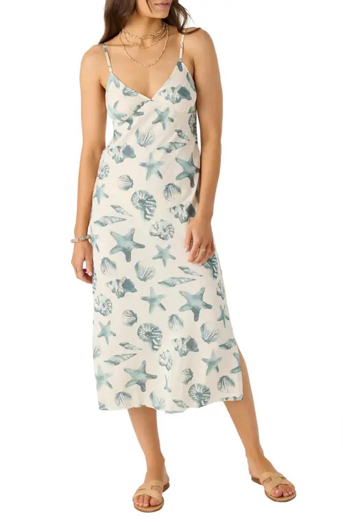 O'Neill Luana Seashell Print Midi Slipdress in Winter White at Nordstrom, Size X-Small | Nordstrom