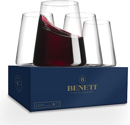 Stemless Wine Glasses [Set of 4] 17 Ounce, German Made Sturdy Drinking Glasses for Alcohol Bevera... | Amazon (US)