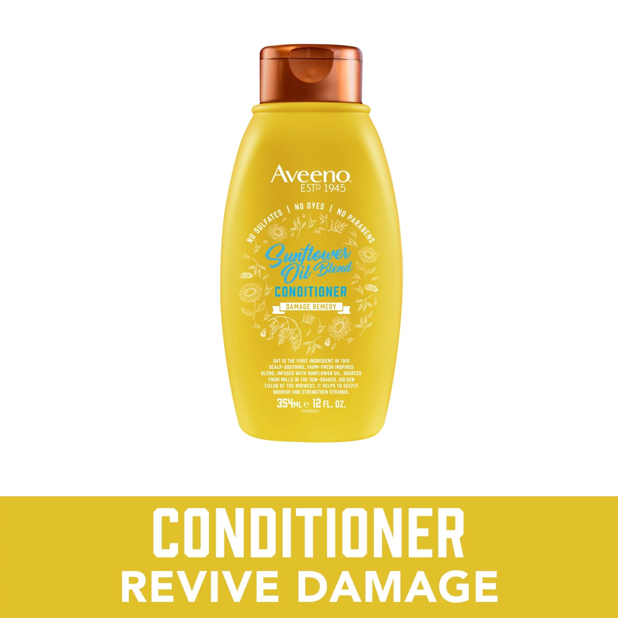 Aveeno Sunflower Oil Blend Conditioner, for Dry Damaged Hair, Dye, Paraben & Sulfate Surfactants ... | Walmart (US)