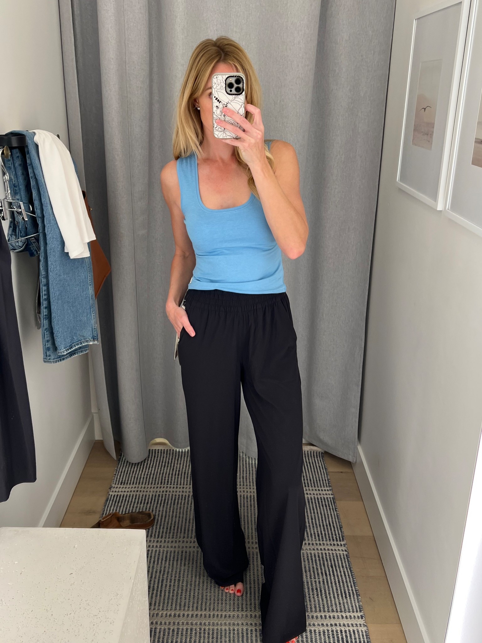 The perfect comfy travel / vacation outfit! Headed to Mexico and got this to wear on the plane and around the resort. Vuori Villa widely Pants (I got a long and they run long - I’ll have to hem) in size small are so lightweight, flattering and comfortable! Paired with bright blue tank (small) for tropical vibes 🌊 

#LTKTravel #LTKActive #LTKSeasonal