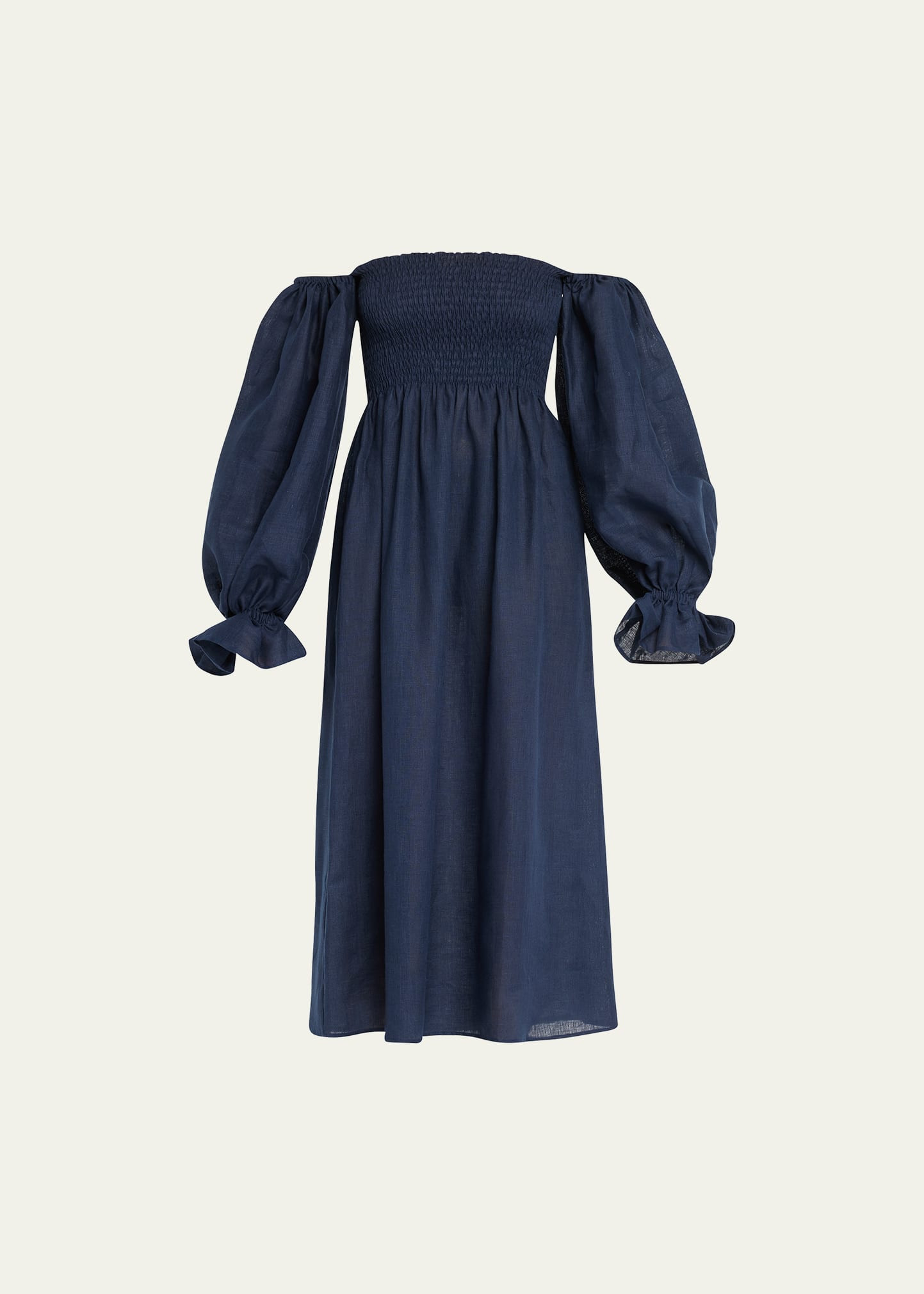 Sleeper Atlanta Smocked Linen Dress | Bergdorf Goodman