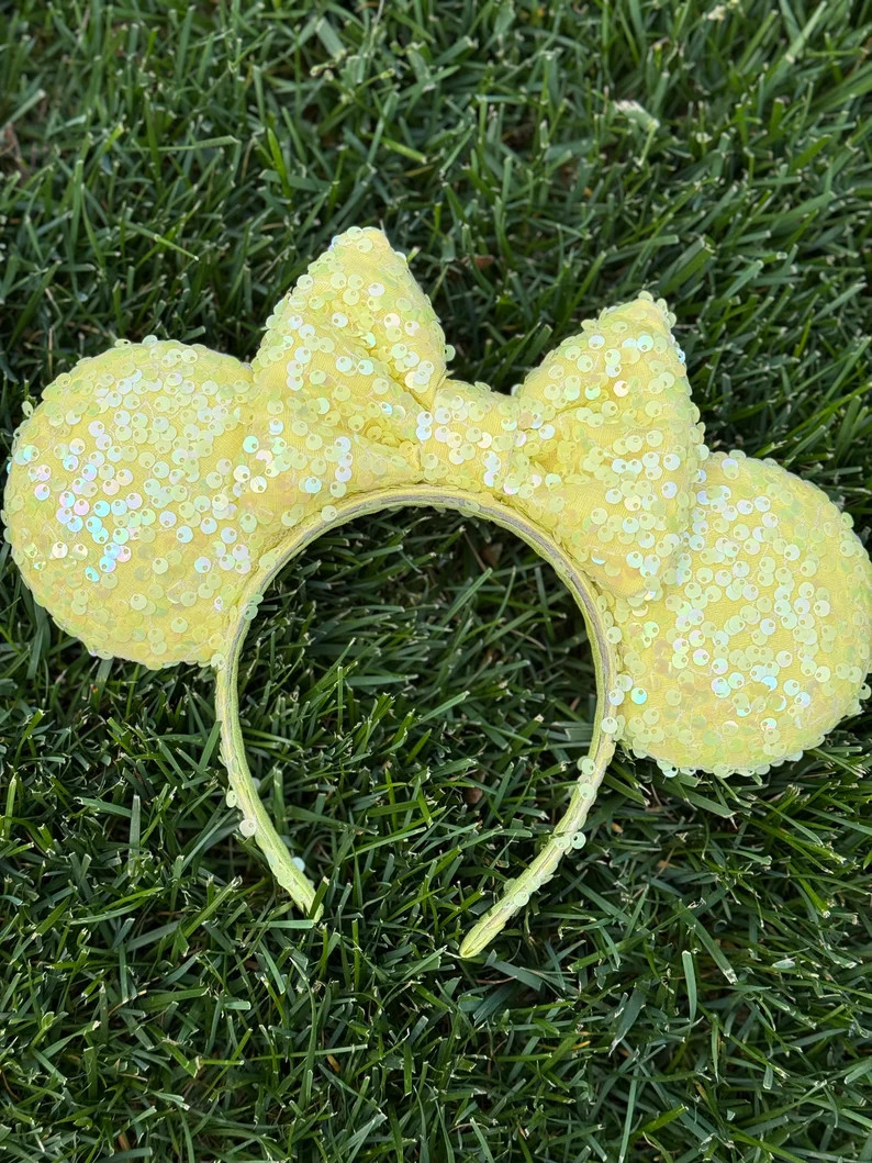 Lemon Yellow Double Sequin Park Ears - Etsy | Etsy (Global)