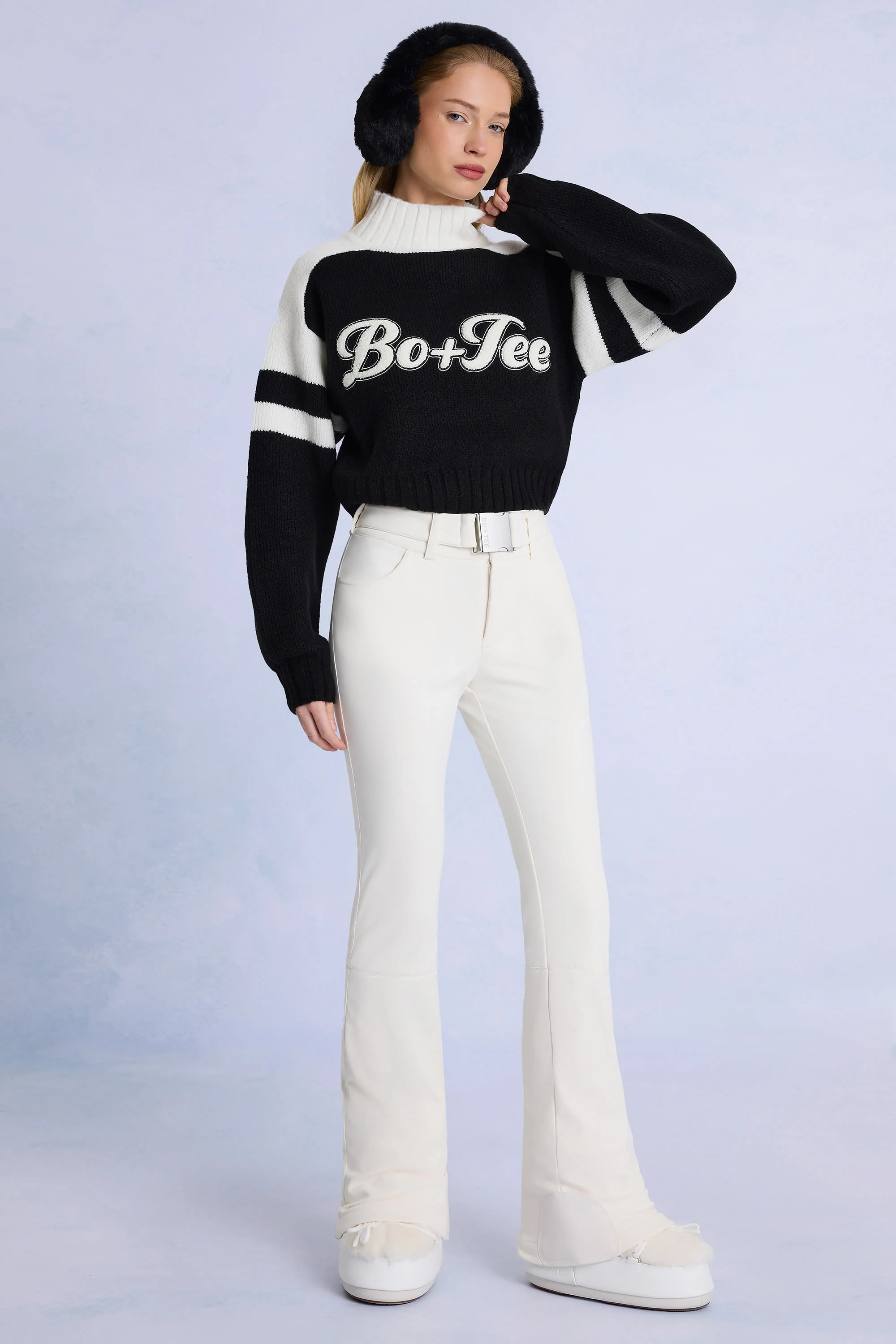 Waterproof Belted Ski Salopettes in Ice | Oh Polly