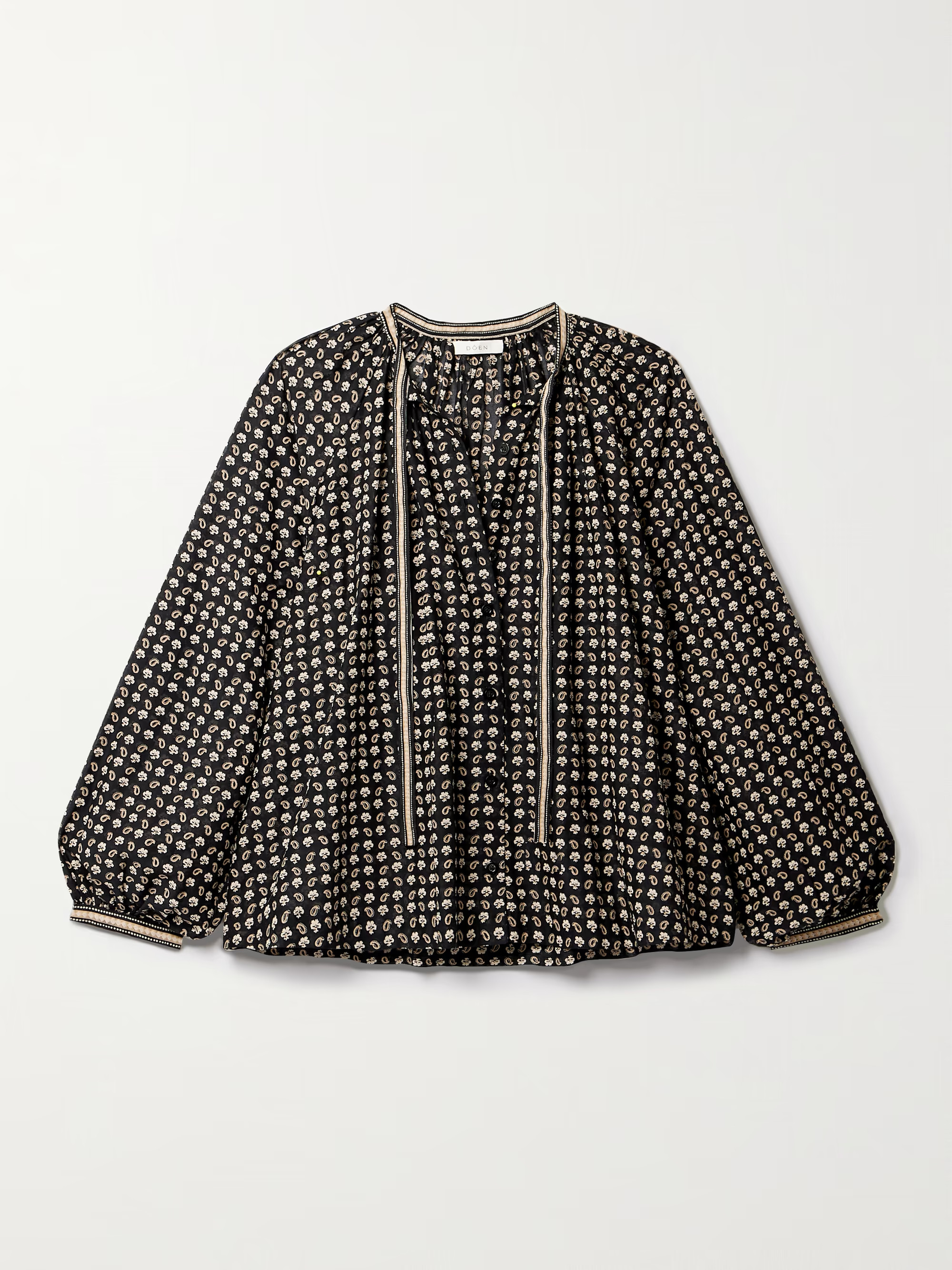 Amina tie-detailed printed organic cotton-voile blouse | NET-A-PORTER (US)