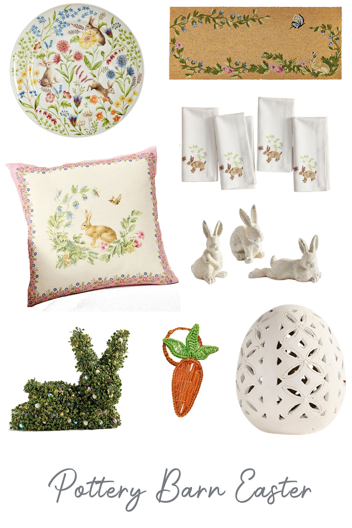 Pottery Barn Easter Decor
This Pottery Barn Easter aesthetic feels like an enchanted garden party. It’s deeply rooted in classic Americana and “cottagecore” vibes, featuring intricate botanical illustrations and verdant textures. This year’s trend leans heavily into sculptural greenery, specifically the boxwood topiary bunny and stone-look garden statues. With embroidered linens and laser-cut ceramic eggs, the look is polished and timeless. 

 #LTKSeasonal #LTKHome