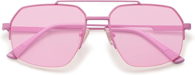 SOJOS Trendy Aviator Sunglasses Mens Womens Retro Double Bridge Metal Frame Semi-Rimless Shades S... | Amazon (US)