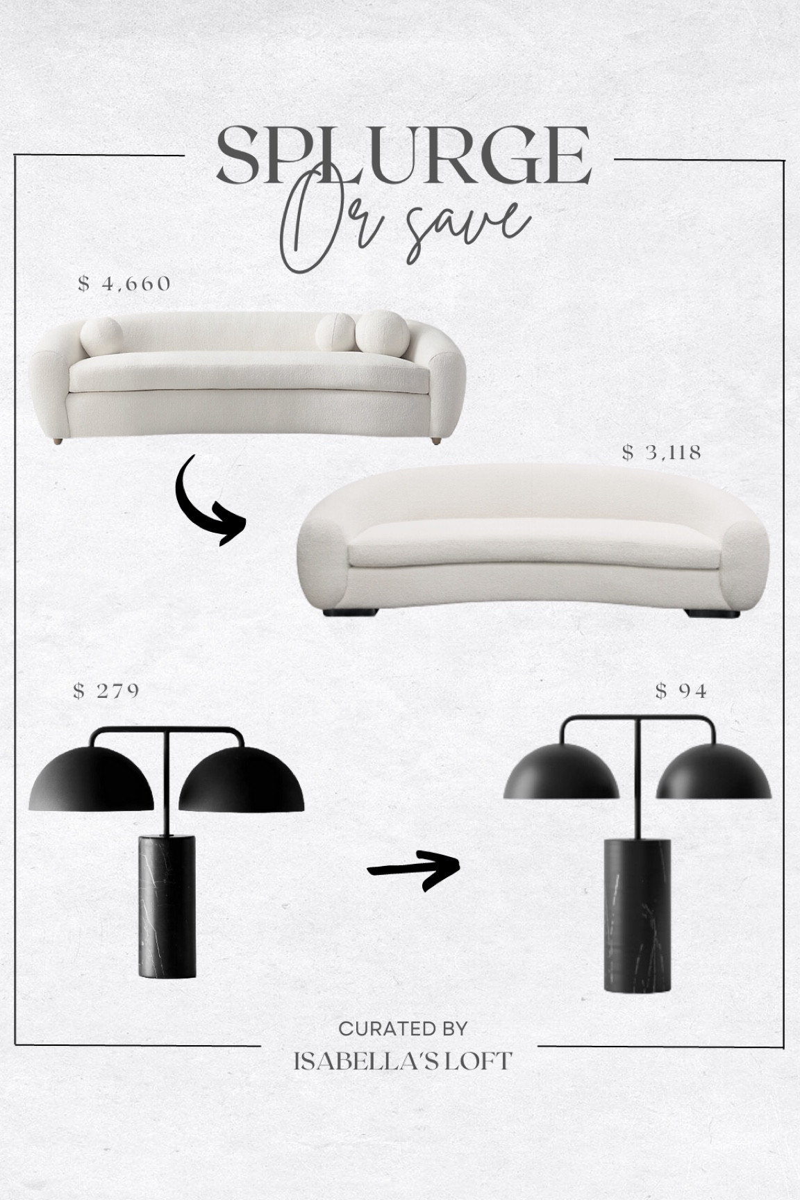 Splurge or Save

Media Console, Living Home Furniture, Bedroom Furniture, stand, cane bed, cane furniture, floor mirror, arched mirror, cabinet, home decor, modern decor, mid century modern, kitchen pendant lighting, unique lighting, Console Table, Restoration Hardware Inspired, ceiling lighting, black light, brass decor, black furniture, modern glam, entryway, living room, kitchen, bar stools, throw pillows, wall decor, accent chair, dining room, home decor, rug, coffee table

#LTKFind #LTKhome #LTKbump