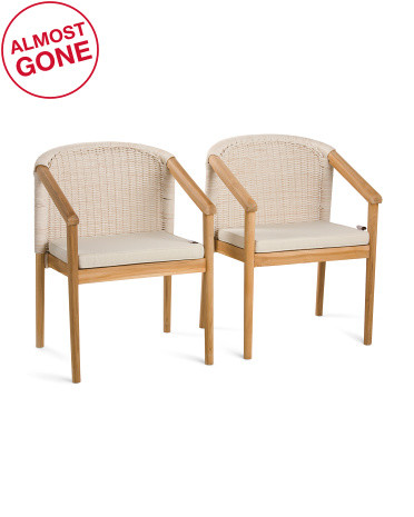 Set Of 2 Indoor Outdoor Teak Dining Chairs | TJ Maxx