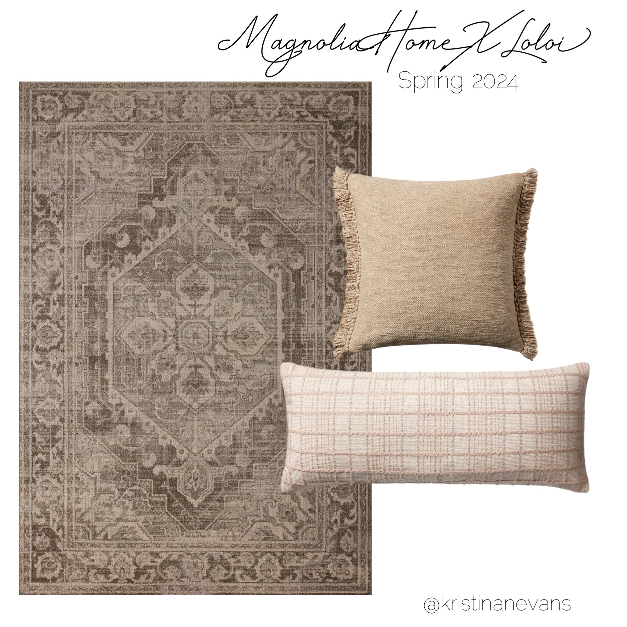 Magnolia home x loloi new spring 2024 collection! Neutral soft rug and throw pillows! Organic modern style  

#LTKhome