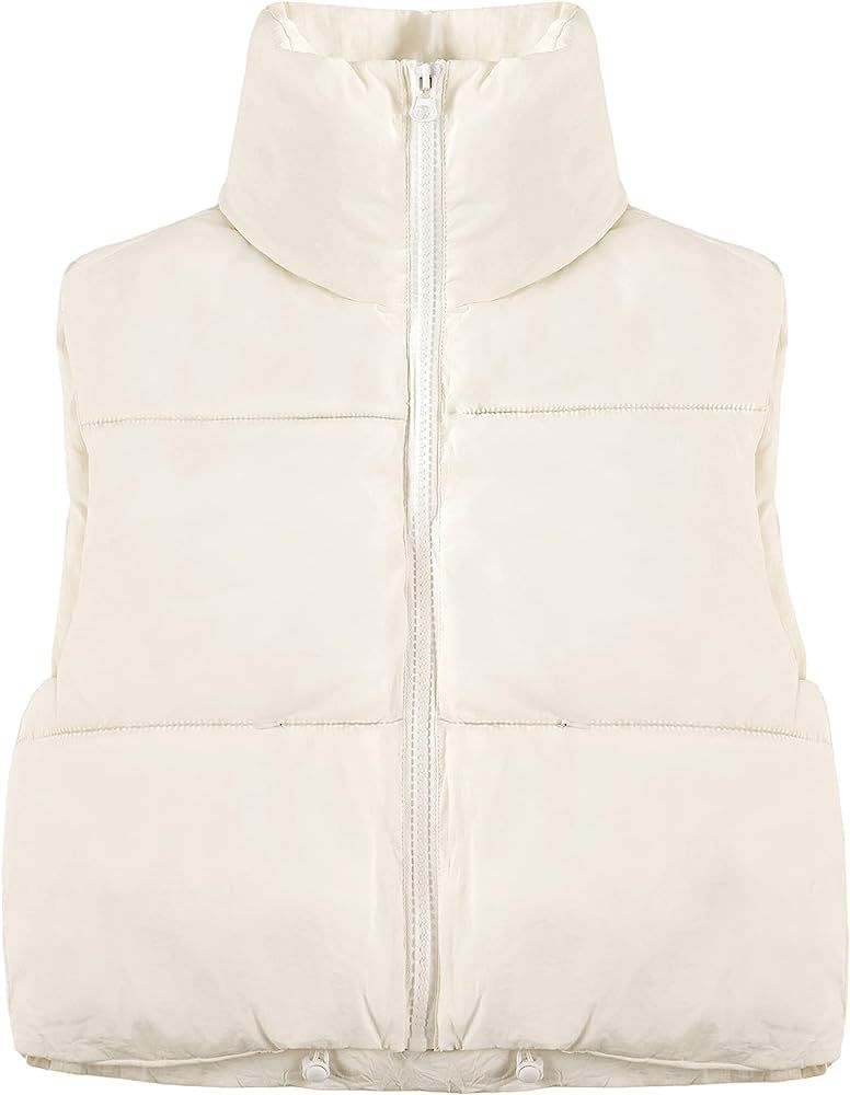 UANEO Womens Zip Up Stand Collar Sleeveless Padded Cropped Puffer Vest | Amazon (US)