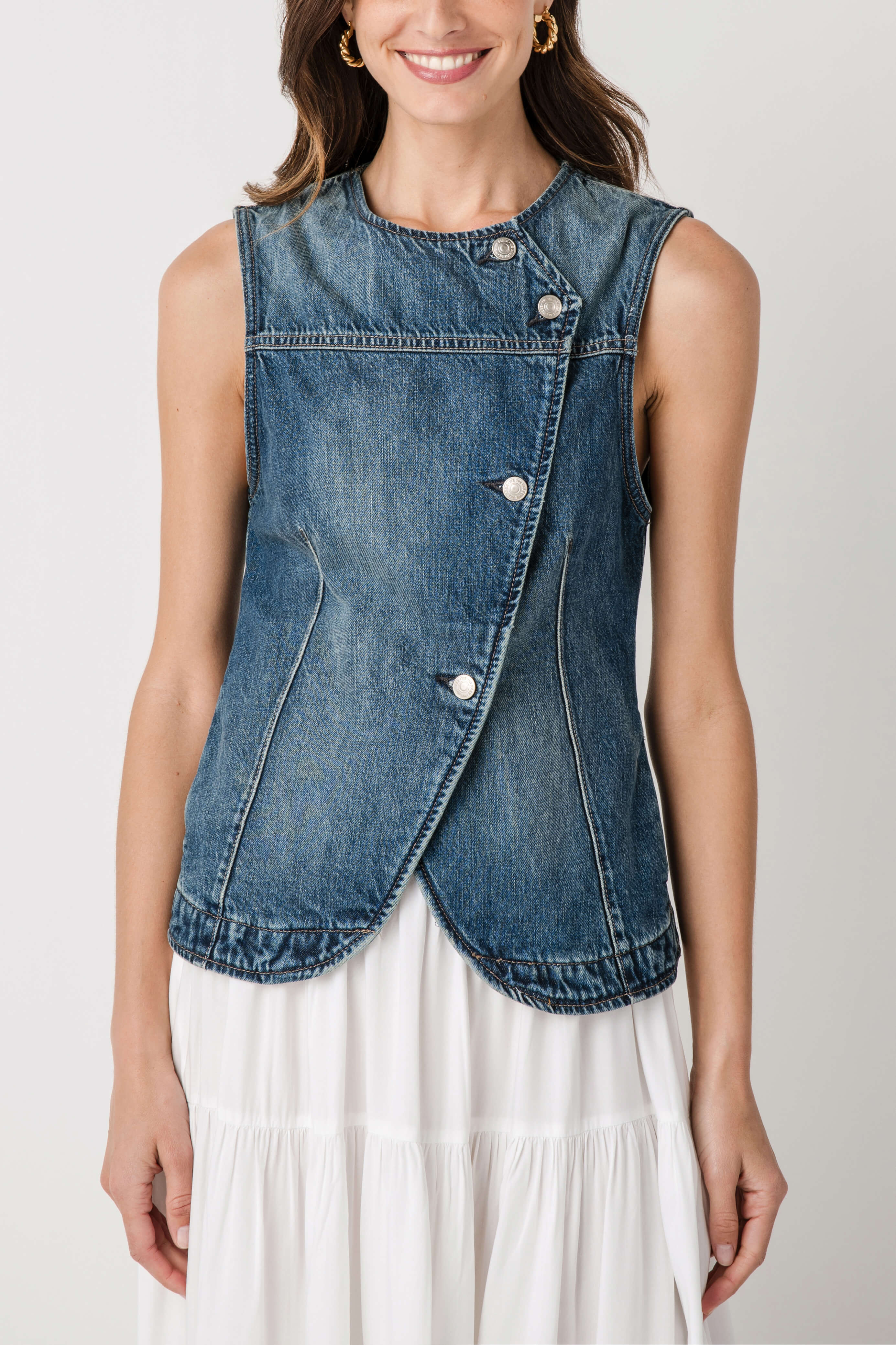 Free People Maris Denim Top | Social Threads