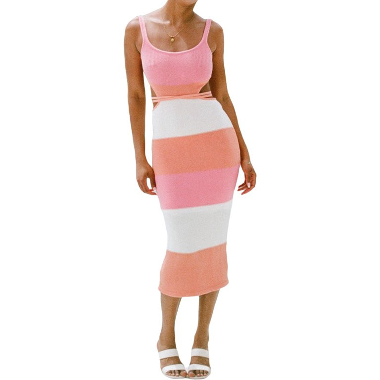 Women Backless Hollow Out Long Dress Tube Top Maxi Dress Bodycon Spaghetti Strap Cocktail Party M... | Walmart (US)