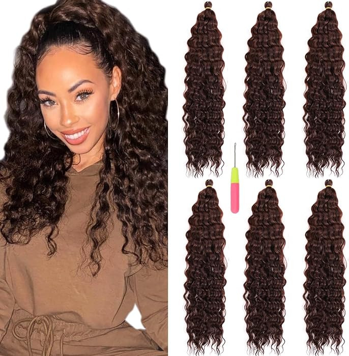 MAYSA Ocean Wave Crochet Hair Color 4 Brown Crochet Hair 22 inch Curly Braiding Crochet Synthetic... | Amazon (US)