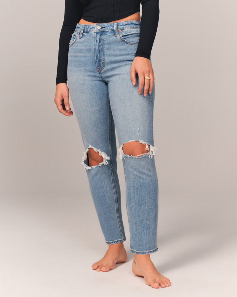 Women's Curve Love High Rise Mom Jean | Women's Bottoms | Abercrombie.com | Abercrombie & Fitch (US)