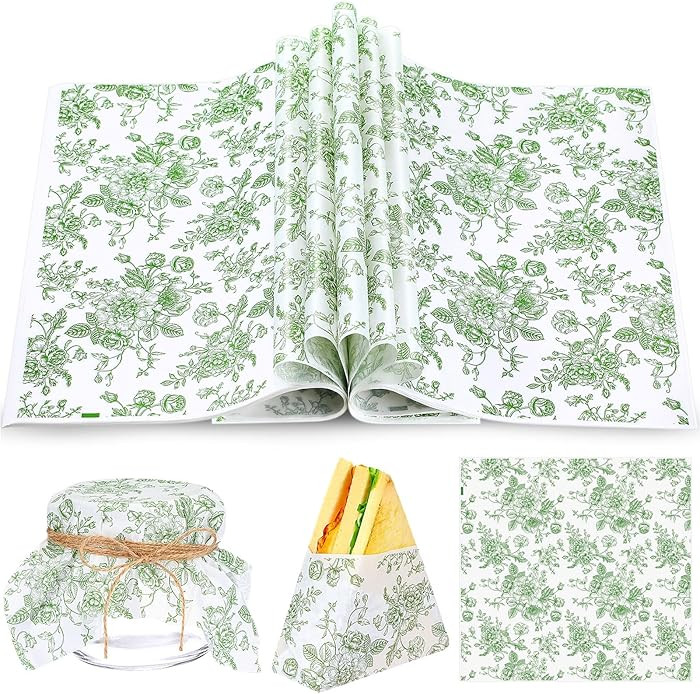 Marspark 100 Sheets Floral Wax Paper for Food Wrapping 11.4 x 11 Inches Spring Floral Food Basket... | Amazon (US)
