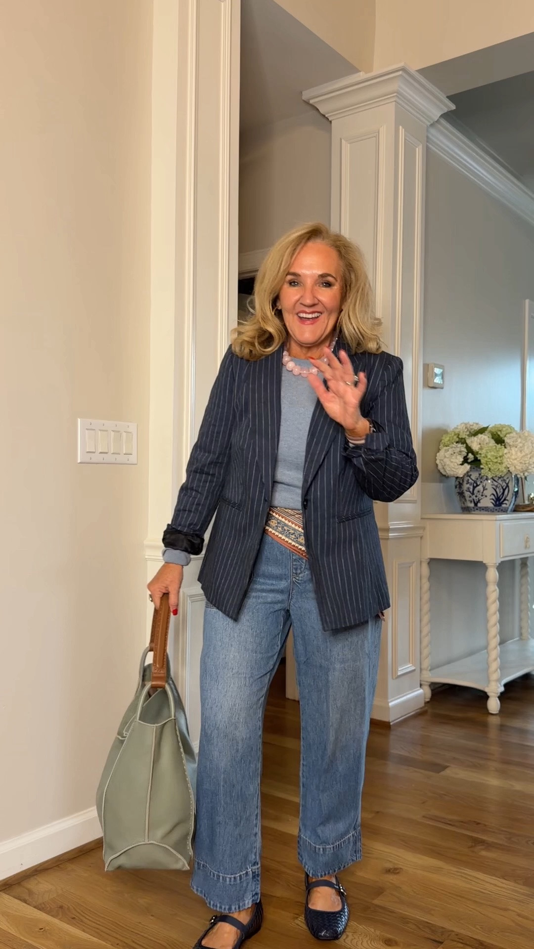 I love this outfit even more after watching this video Back!
Blazer size 10, petite
Cashmere sweater is lightweight and I’m wearing it here as a T-shirt size medium
Jeans are small but I think getting your regular size is fine and then they just be loose fit ￼
Styling the scarves is so fun right now so many ways to wear it you can put it around your waist diagonally. You could tie it more like a belt you put it around your neck or you can tie it into your bag.
My shoes are Walmart! And they’re excellent

Teacher outfit, business, casual office, casual, early fall outfit, jeans, and a blazer

#LTKOver40 #LTKSaleAlert #LTKWorkwear