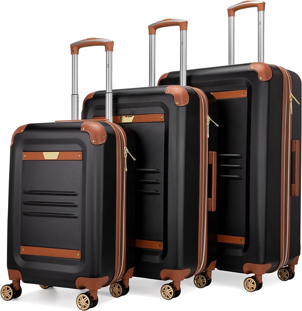 19V69 Italia Vintage 3 Piece Expandable Hard Spinner Luggage Set | Amazon (US)