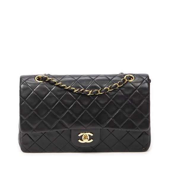Pre-Owned Chanel Black Classic Double Flap 26 Shoulder Bag Quilted Lambskin Leather | Walmart (US)