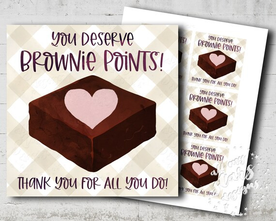 PRINTABLE You Deserve BROWNIE Points! Thank You For All You Do! Tag | Instant Download | Brownie ... | Etsy (US)