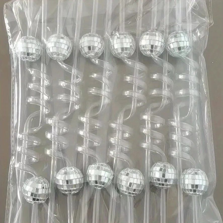 12-Pack Disco Ball Straws: Reusable Plastic Decorations for Disco Parties, Bachelorettes, Home Ba... | Temu Affiliate Program