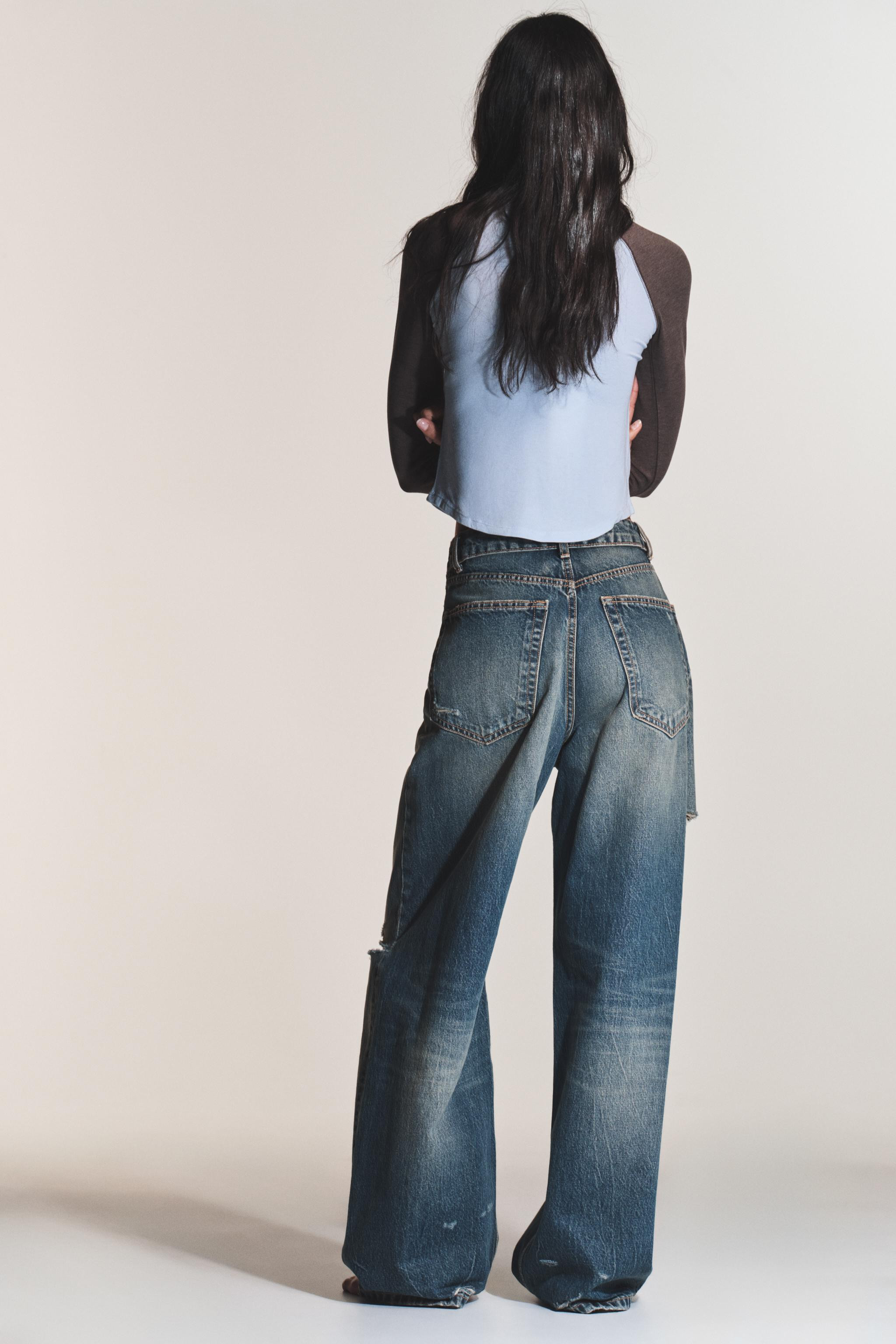 TRF MID-RISE FOLDED WAIST JEANS | Zara US