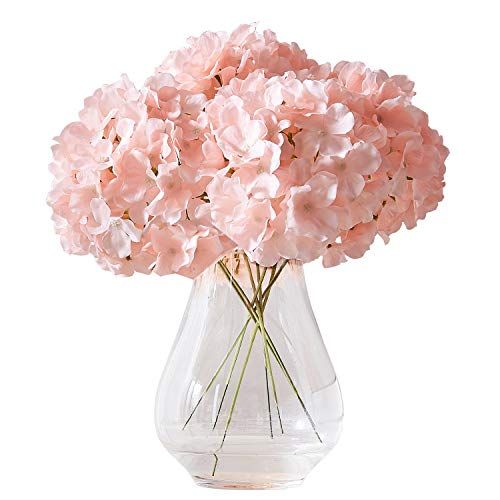 Kislohum Artificial Hydrangea Flowers Blush Heads 10 Fake Hydrangea Silk Flowers for Wedding Centerp | Amazon (US)