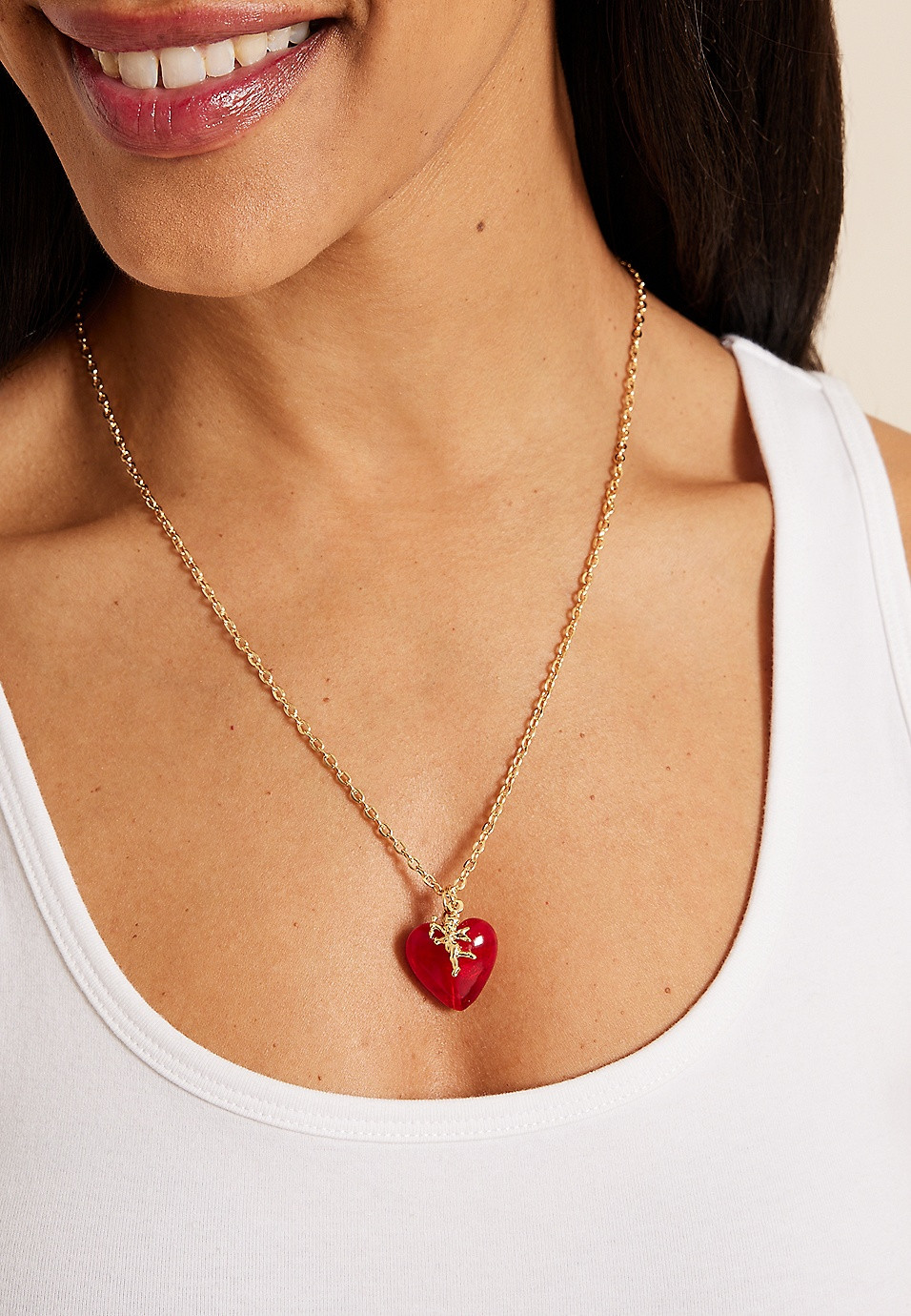 Red Cherry Heart Necklace | Maurices