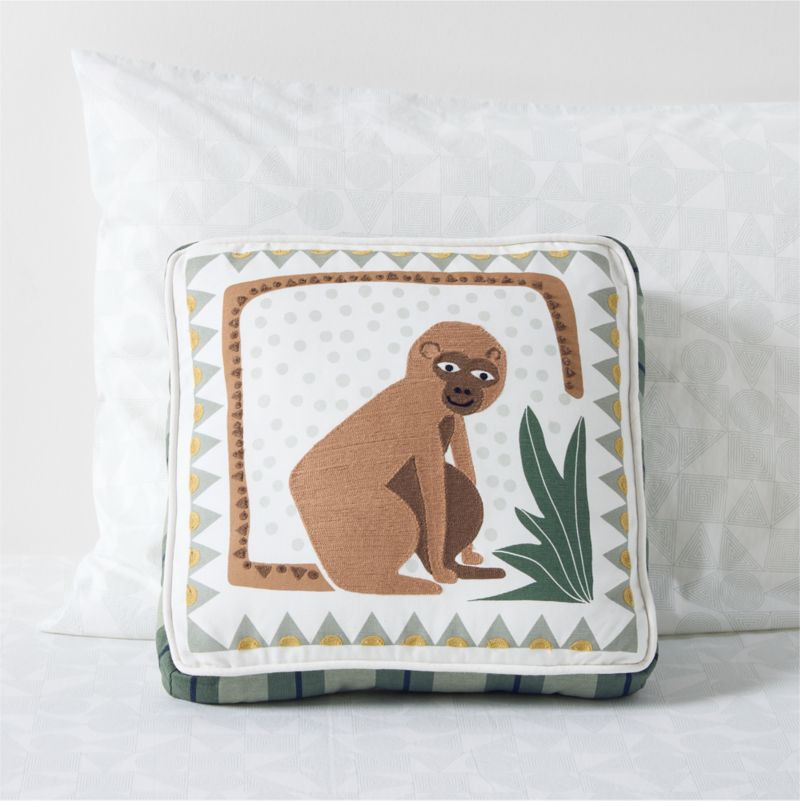 Endangered Animal Majo Monkey Cotton Kids Throw Pillow + Reviews | Crate & Kids | Crate & Barrel