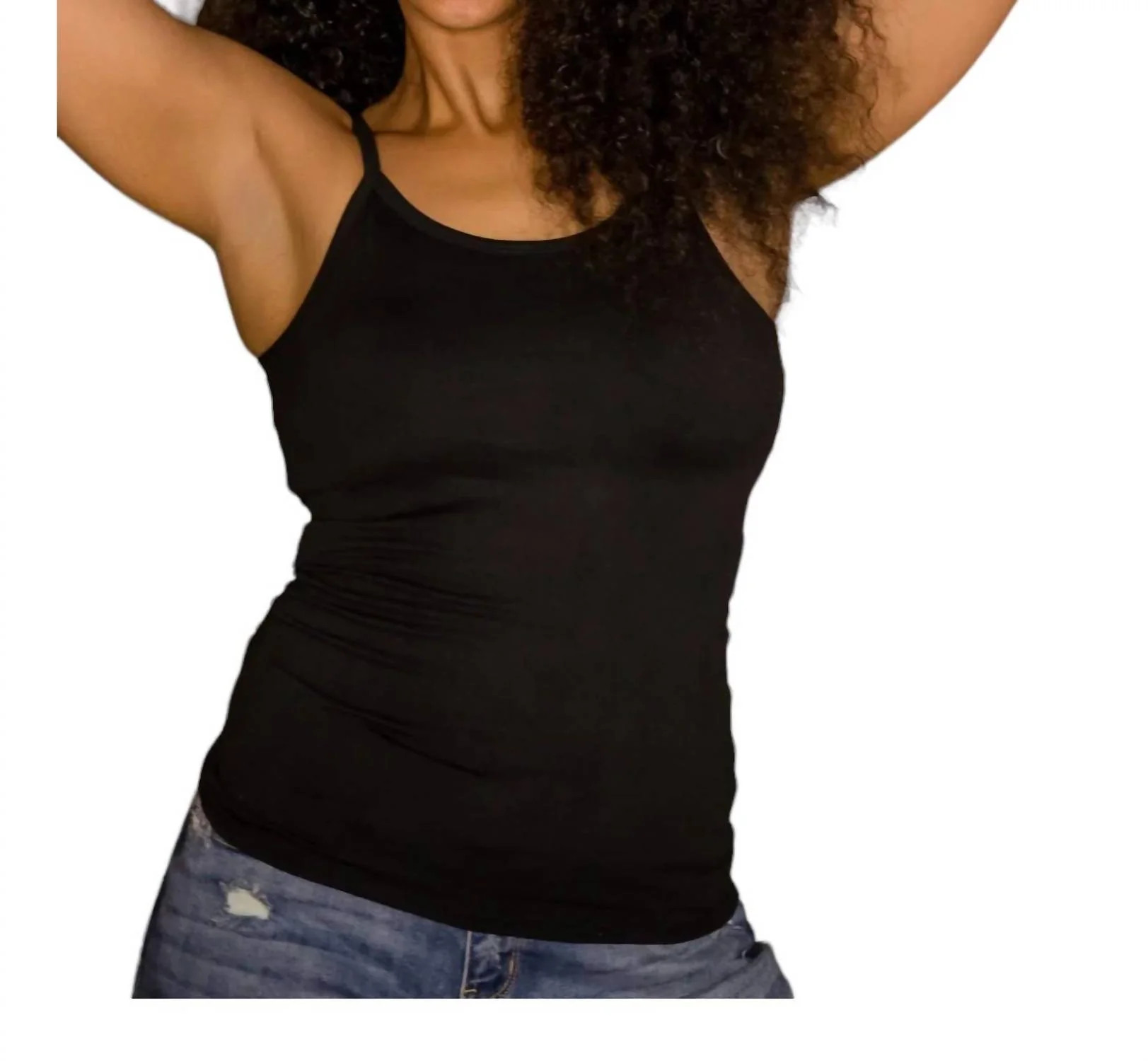 Spaghetti Strap Brami Tank In Black | Shop Simon