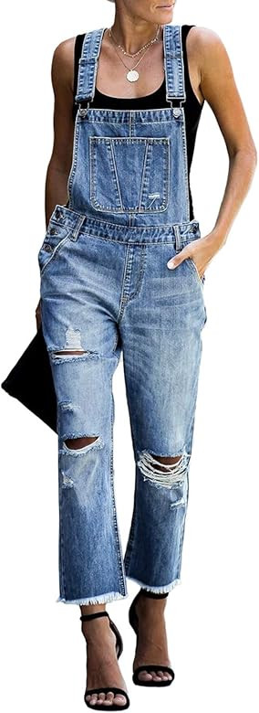 luvamia Women's Casual Stretch Adjustable Denim Bib Overalls Jeans Pants Jumpsuits | Amazon (US)