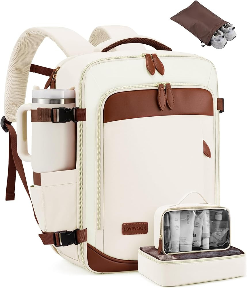 LOVEVOOK Travel Backpack for Women, 40L Carry On Backpack with 3 Packing Cubes,TSA Personal Item ... | Amazon (US)
