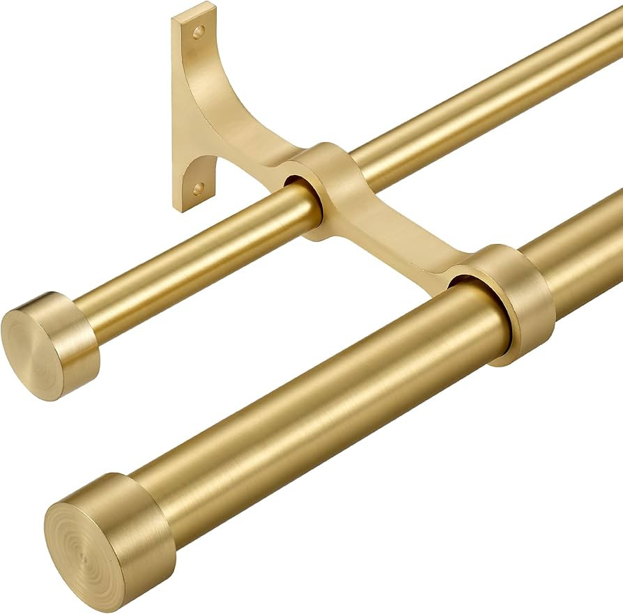 Double Curtain Rods with Aluminum End Cap and Full Surround Brackets,1"Front and 5/8" Back Rod,Ad... | Amazon (US)