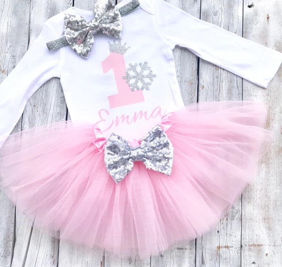 Girls Pink Silver Winter Onederland 1st Birthday Outfit | Etsy | Etsy (US)